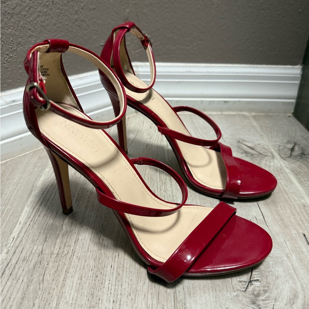 Nine West Burgundy Strappy Heels - Picture 3 of 4